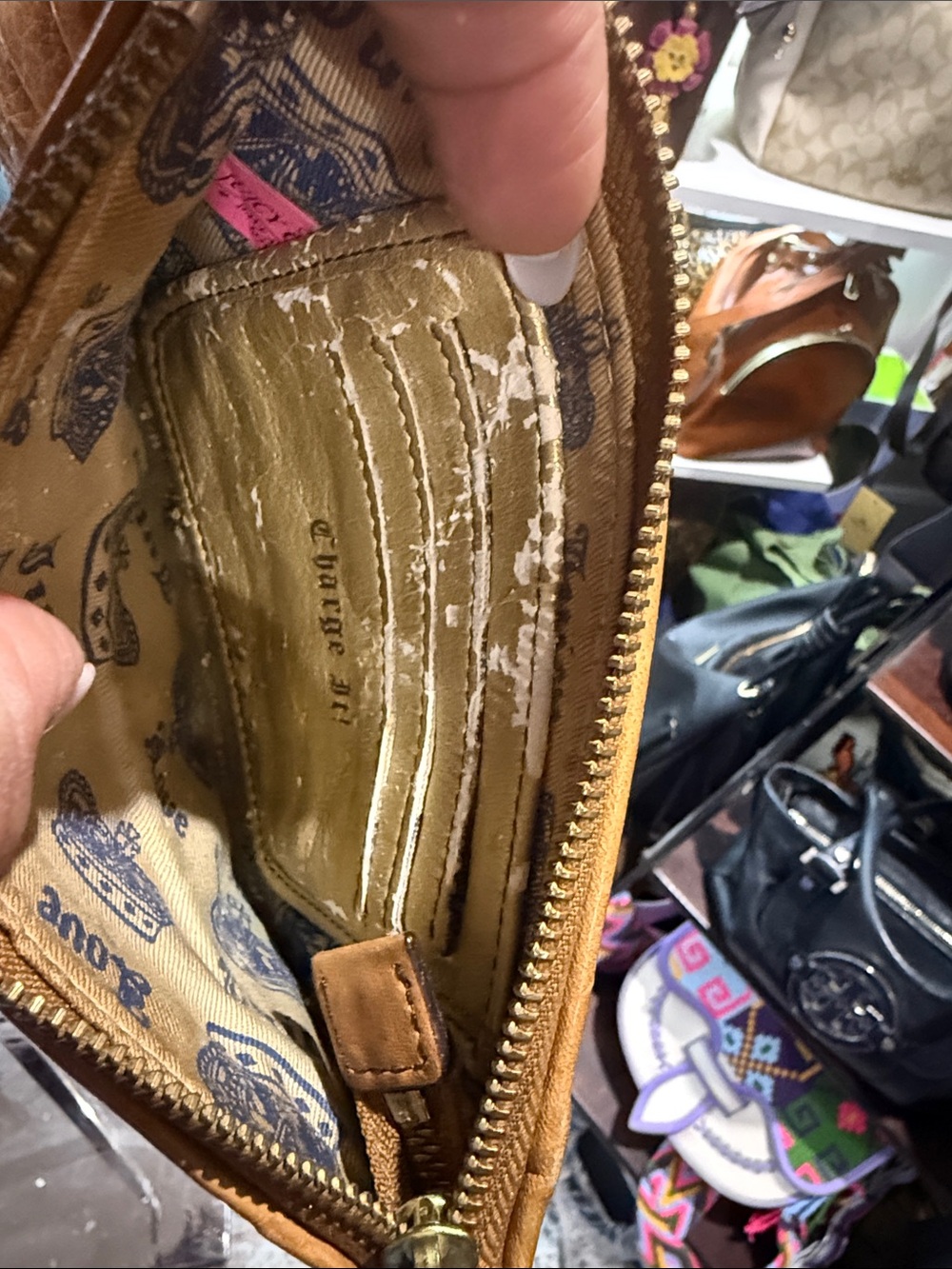 Juicy Couture Vintage Tan Leather Wristlet with Charm Chain - Picture 3 of 5